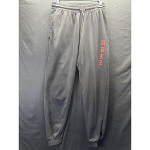 HBKZ Sweatpants Mens‎ Large Black Jogger Pants Elastic Waist Cuffed Logo Casual